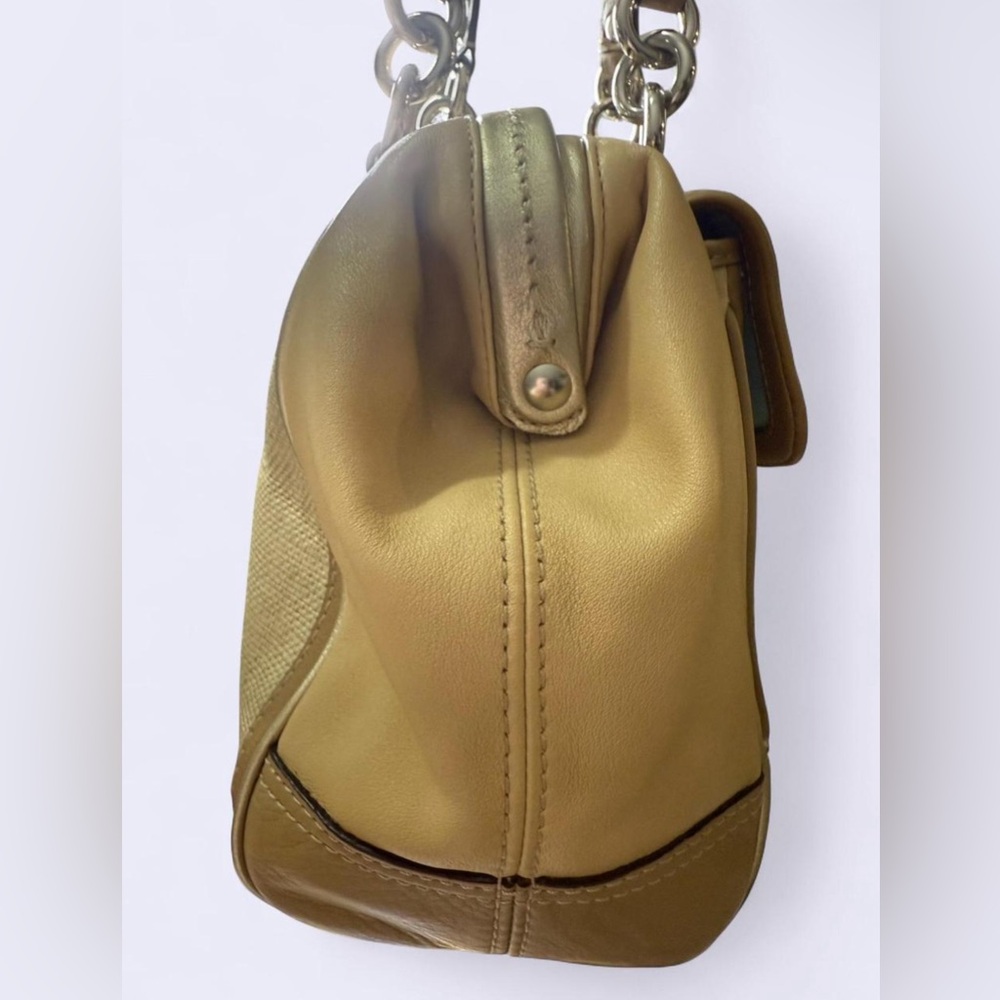 Coach Bonnie Frame Lady Bag Straw and Tan Leather Handbag 2008 - Picture 3 of 7